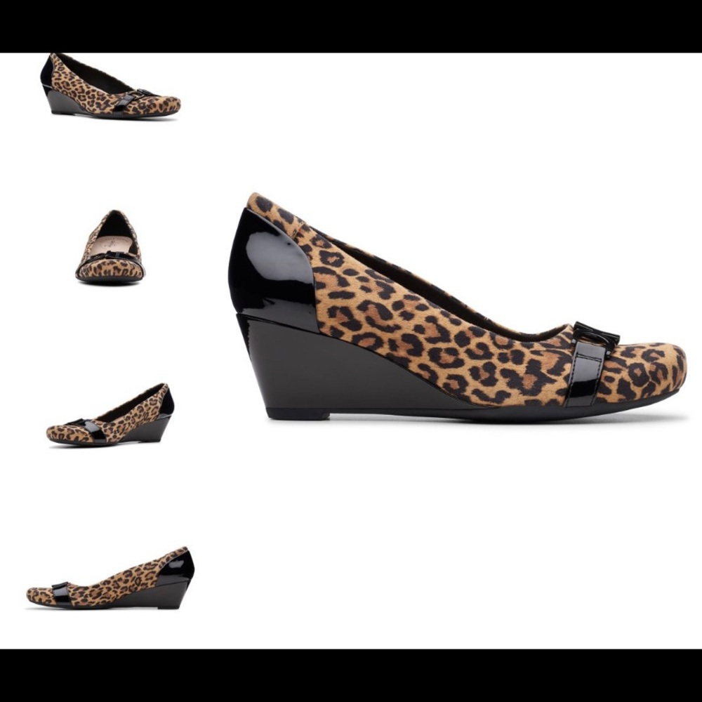 Leopard print wedge heel